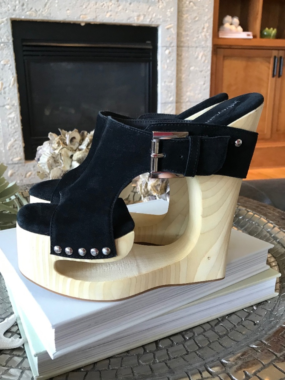STATEMENT AVANT GARDE JEFFREY CAMPBELL ETHEREAL WOOD PLATFORM HEALS BLACK - Picture 5 of 16